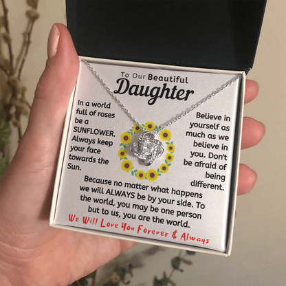 To Our Beautiful Daughter Necklace - In a world full of roses be a Sunflower (d.lk.004)