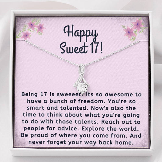 17th Birthday Gift for Teen Girl | Happy Sweet 17 gift Necklace