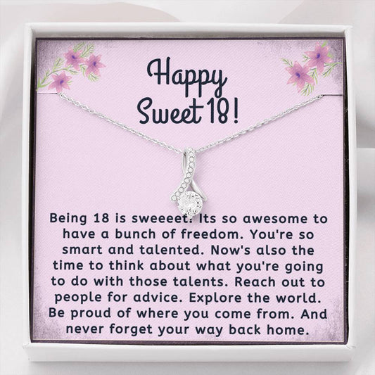 18th Birthday Gift for Teen Girl | Happy Sweet 18 gift Necklace