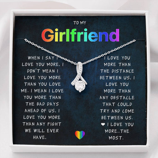 LGBT Girlfriend Necklace - I Love You More | Lesbian Gift, Wife Necklace