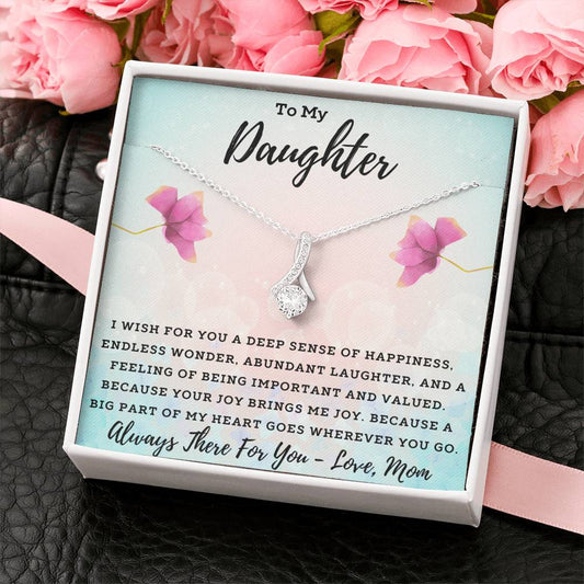 Mom to Daughter Necklace - Big Part Of My Heart Goes Wherever You Go