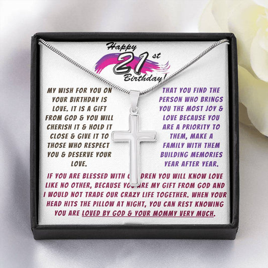 Happy 21st Birthday Daughter Necklace - You Are Loved By God & Your Mommy
