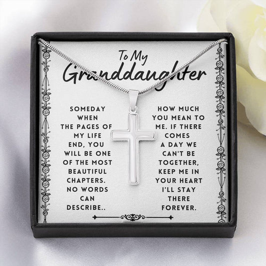 Granddaughter Gift - Keep Me In Your Heart - Cross Necklace