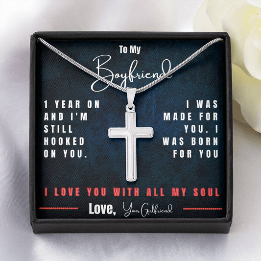 Christian Boyfriend One Year Anniversary Gifts - still hooked on you| Relationship Gift Men | Romantic Cross for him