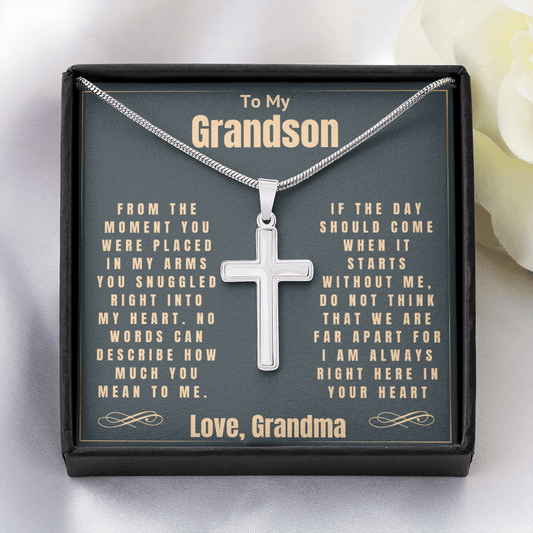 Grandson Snuggled Right In Cross Necklace