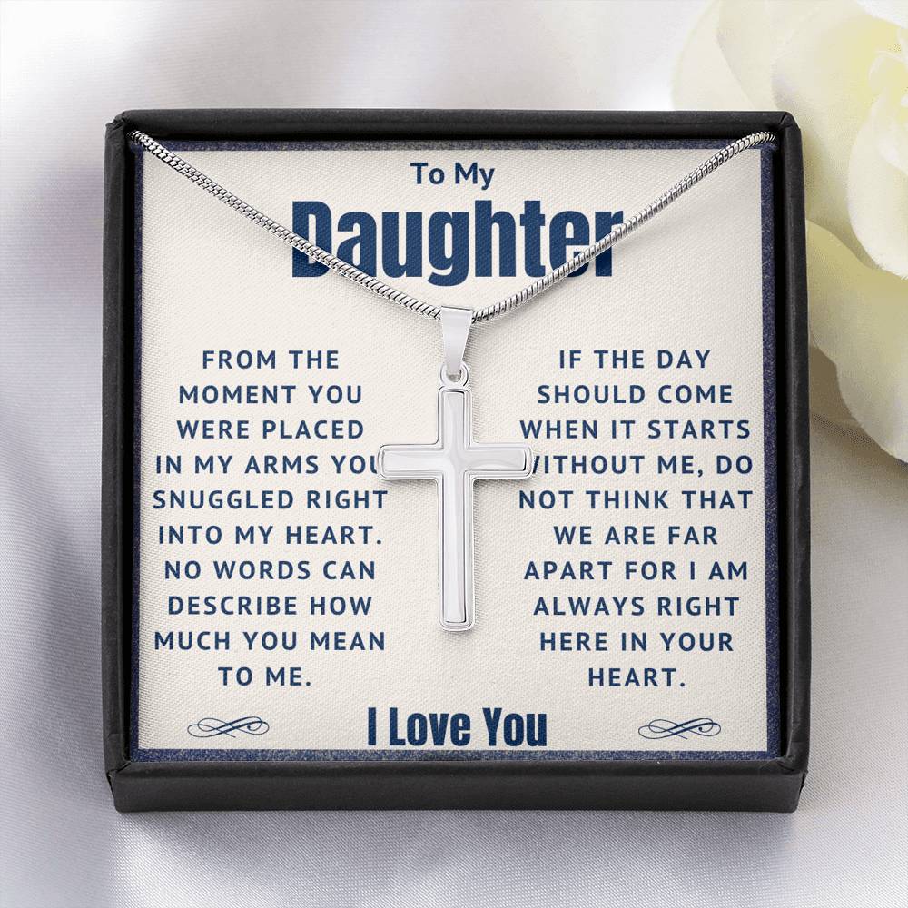 To My Daughter - Snuggled Right In - Artisan Cross Necklace