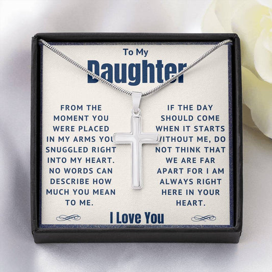 To My Daughter - Snuggled Right In - Artisan Cross Necklace
