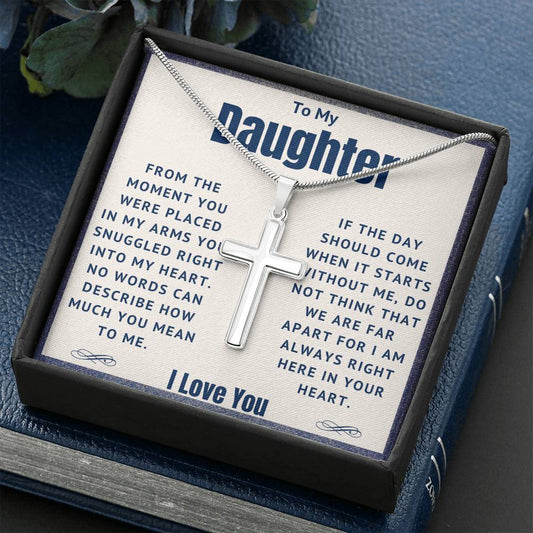 To My Daughter - Snuggled Right In - Artisan Cross Necklace