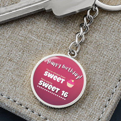 Happy Sweet 16 Birthday Keychain Pendant for Daughter / Niece / Goddaughter