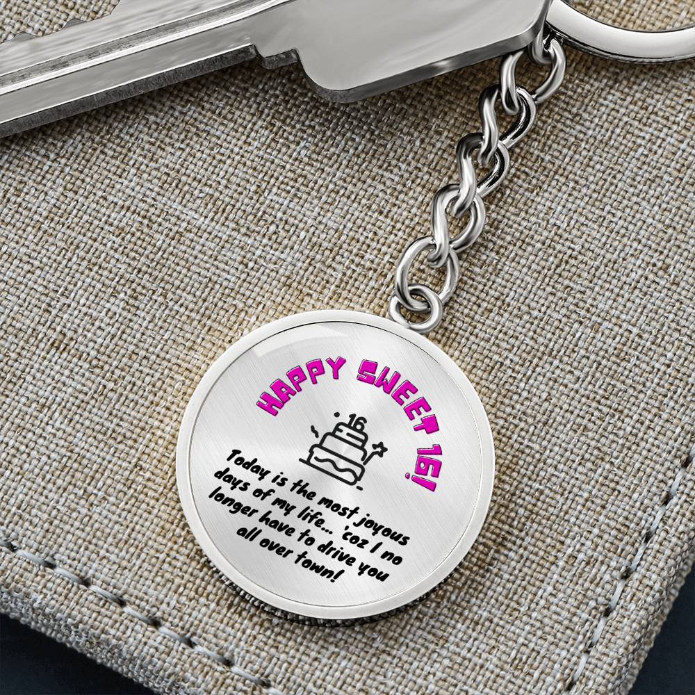 Happy Sweet 16 gift for Daughter | 16th Birthday Gift for Daughter | Happy 16th Birthday Daughter gift | Daughter Sweet 16 Keychain | New Driver Gift