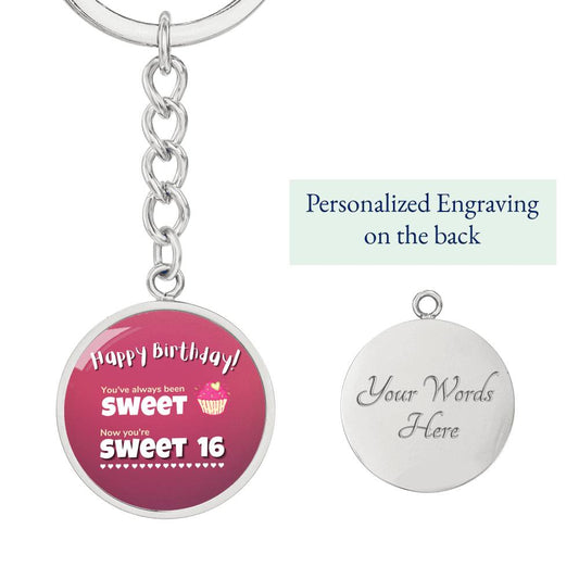 Happy Sweet 16 Birthday Keychain Pendant for Daughter / Niece / Goddaughter
