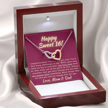 Happy Sweet 16 daughter - face up | 16th Birthday Gift for Daughter - Happy Sweet 16 gift | Necklace for Daughter | Necklace Parents to Daughter