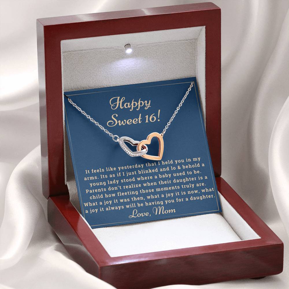 Happy Sweet 16 daughter - what a joy | 16th Birthday Gift for Daughter - Happy Sweet 16 gift | Necklace for Daughter | Parents to Daughter Gift