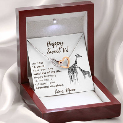 Happy Sweet 16 Daughter Necklace - sweetest of my life | 16th Birthday Gift for Daughter - Happy Sweet 16 gift | Mom to Daughter Gift
