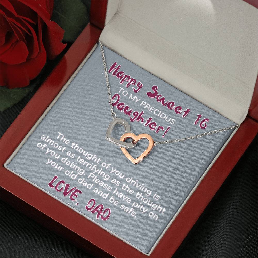 Happy Sweet 16 daughter - terrifying | 16th Birthday Gift for Daughter - Happy Sweet 16 gift | Necklace for Daughter | Dad to Daughter Gift