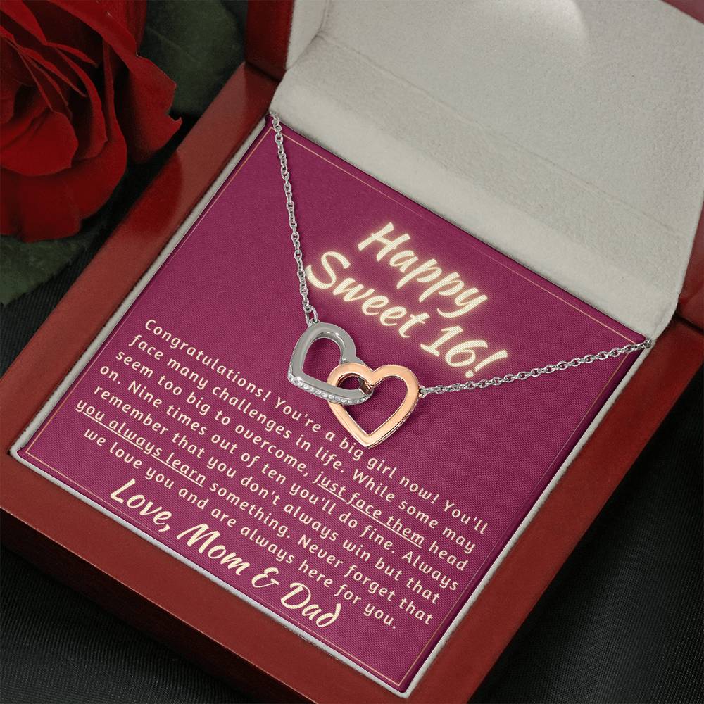 Happy Sweet 16 daughter - face up | 16th Birthday Gift for Daughter - Happy Sweet 16 gift | Necklace for Daughter | Necklace Parents to Daughter