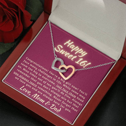 Happy Sweet 16 daughter - face up | 16th Birthday Gift for Daughter - Happy Sweet 16 gift | Necklace for Daughter | Necklace Parents to Daughter