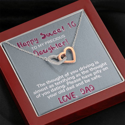 Happy Sweet 16 daughter - terrifying | 16th Birthday Gift for Daughter - Happy Sweet 16 gift | Necklace for Daughter | Dad to Daughter Gift