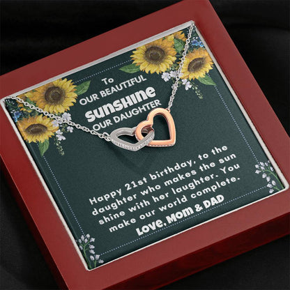 Happy 21st Birthday To Our Sunshine, Our Daughter Necklace