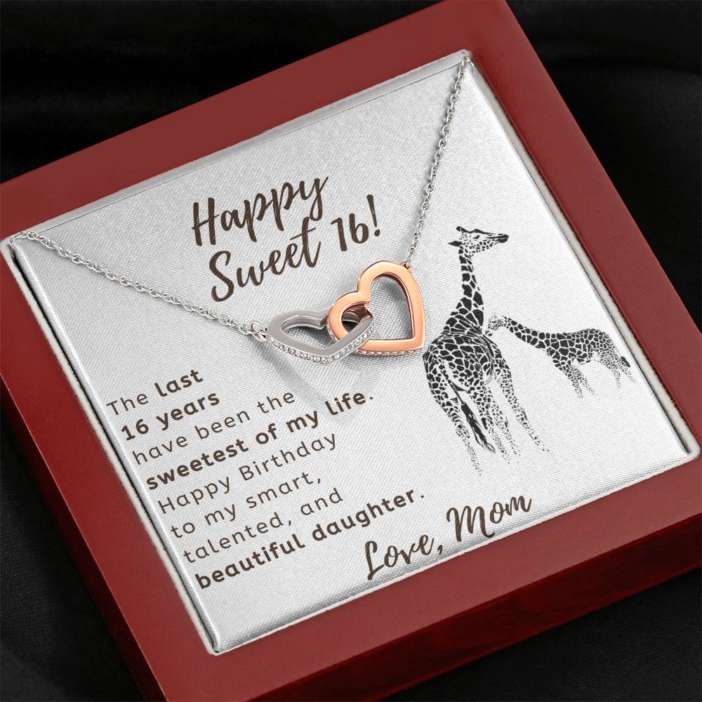 Happy Sweet 16 Daughter Necklace - sweetest of my life | 16th Birthday Gift for Daughter - Happy Sweet 16 gift | Mom to Daughter Gift