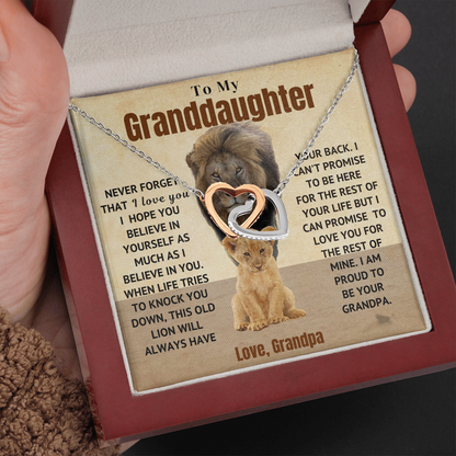 Grandpa to Granddaughter Necklace - This Old Lion Will Always Have Your Back (162.ih.324)