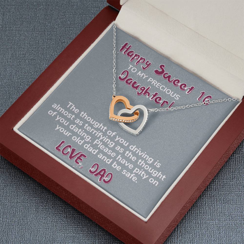 Happy Sweet 16 daughter - terrifying | 16th Birthday Gift for Daughter - Happy Sweet 16 gift | Necklace for Daughter | Dad to Daughter Gift