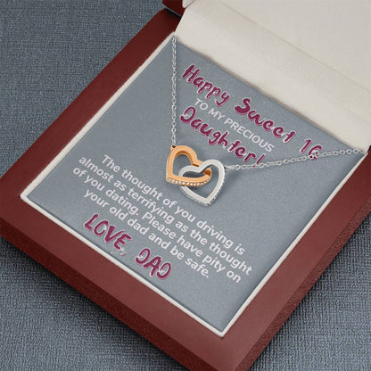 Happy Sweet 16 daughter - terrifying | 16th Birthday Gift for Daughter - Happy Sweet 16 gift | Necklace for Daughter | Dad to Daughter Gift