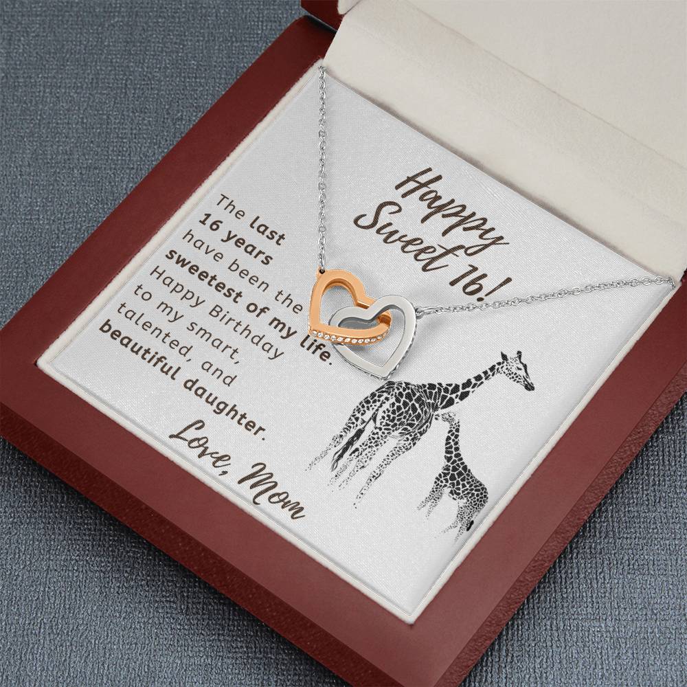 Happy Sweet 16 Daughter Necklace - sweetest of my life | 16th Birthday Gift for Daughter - Happy Sweet 16 gift | Mom to Daughter Gift