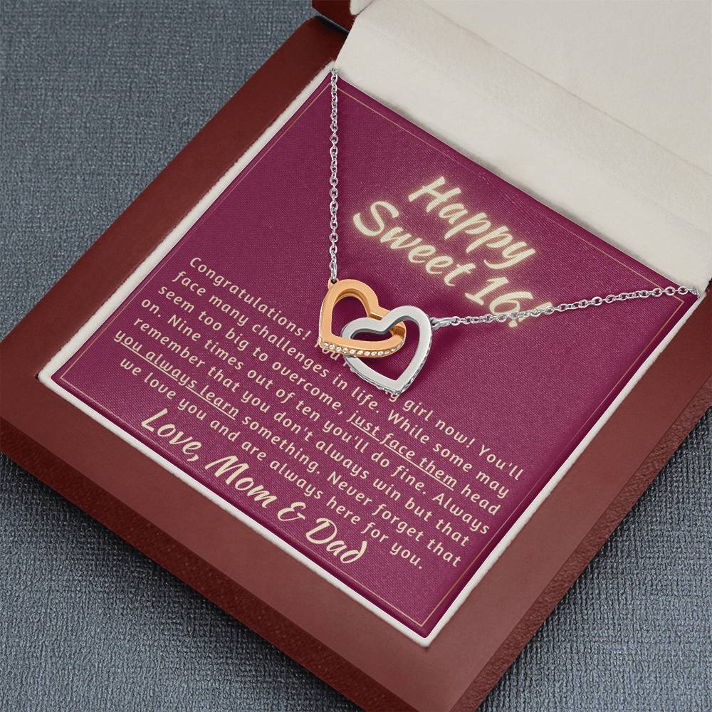 Happy Sweet 16 daughter - face up | 16th Birthday Gift for Daughter - Happy Sweet 16 gift | Necklace for Daughter | Necklace Parents to Daughter