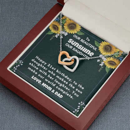 Happy 21st Birthday To Our Sunshine, Our Daughter Necklace