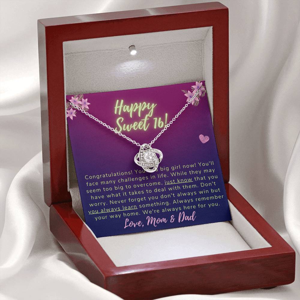 Happy Sweet 16 daughter - just know | 16th Birthday Gift for Daughter - Happy Sweet 16 gift | Necklace for Daughter | Necklace Parents to Daughter