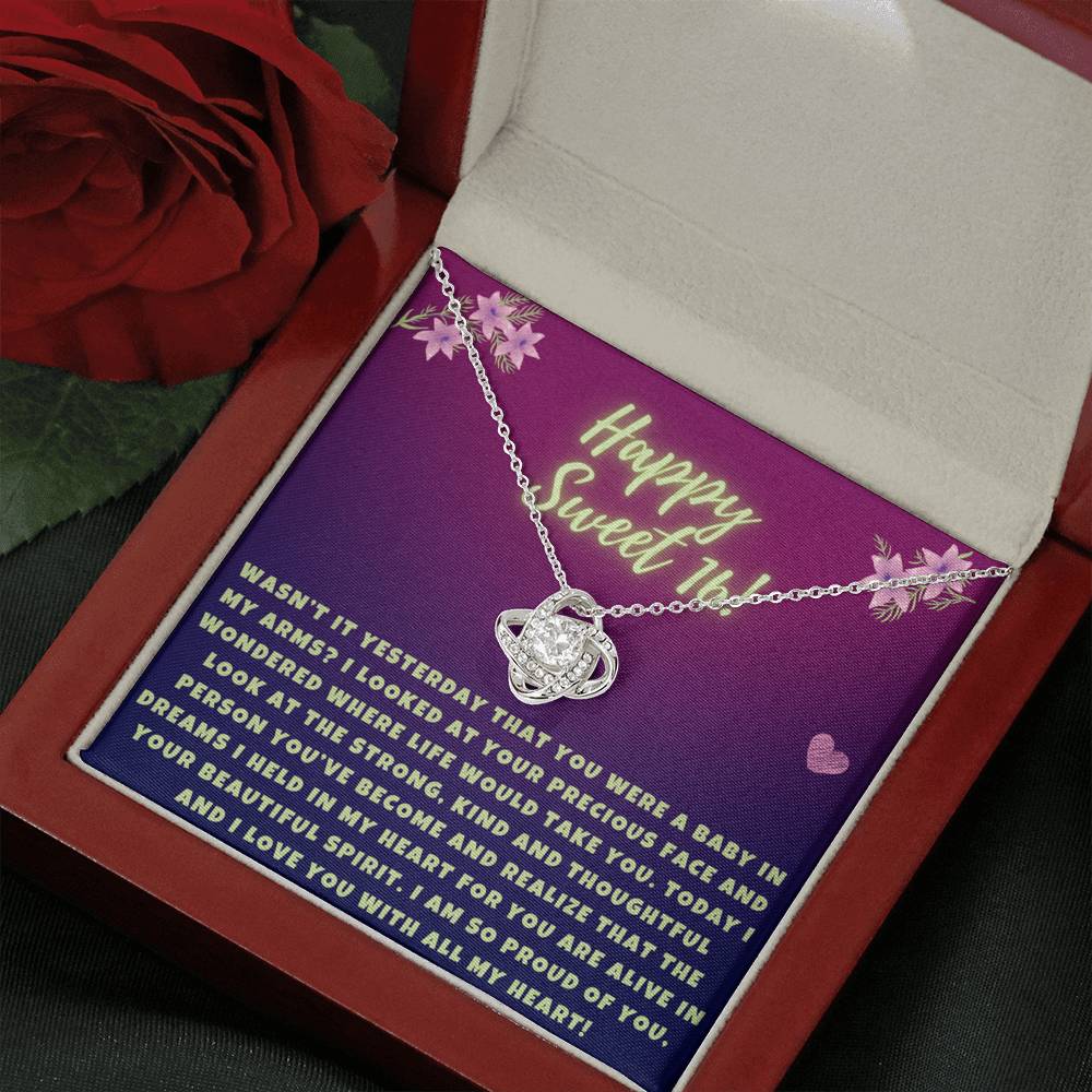 Happy Sweet 16 daughter - so proud of you | 16th Birthday Gift for Daughter - Happy Sweet 16 gift | Necklace for Daughter | Parents to Daughter Gift