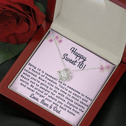 Happy Sweet 16 daughter - awesome time | 16th Birthday Gift for Daughter - Happy Sweet 16 gift | Necklace for Daughter | Parents to Daughter Gift