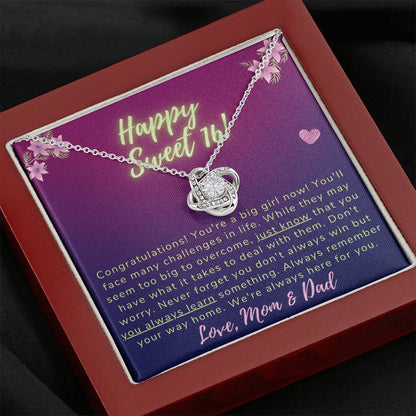 Happy Sweet 16 daughter - just know | 16th Birthday Gift for Daughter - Happy Sweet 16 gift | Necklace for Daughter | Necklace Parents to Daughter