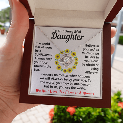 To Our Beautiful Daughter Necklace - In a world full of roses be a Sunflower (d.lk.004)