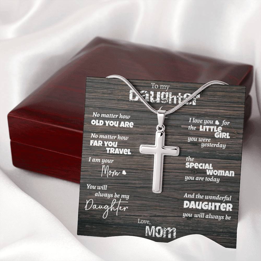 Daughter - No matter how old you are - cross necklace | Necklace for Daughter | Necklace from Parent to Daughter | Daughter necklace