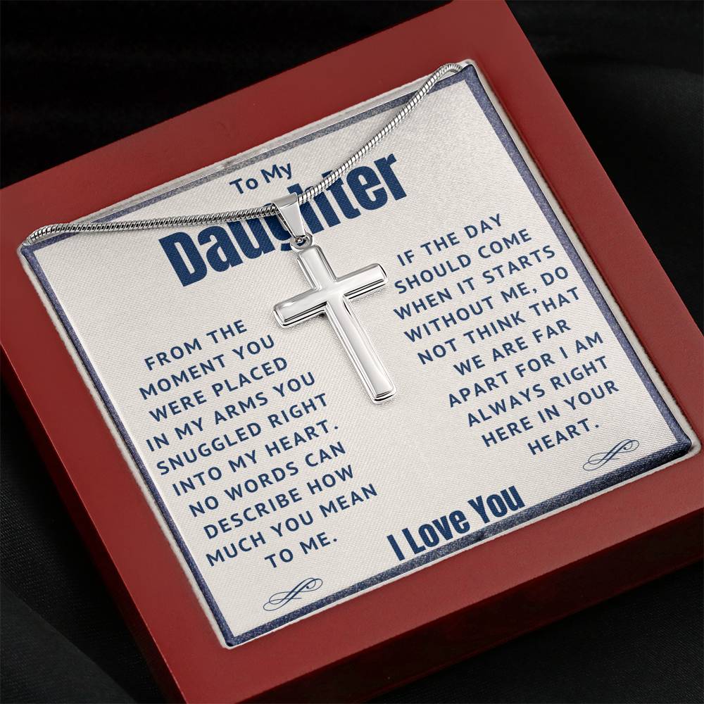 To My Daughter - Snuggled Right In - Artisan Cross Necklace