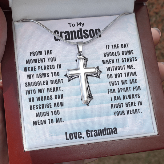 Grandson(s) - Snuggled Right In - Cross Necklace (128.ac.000-8)