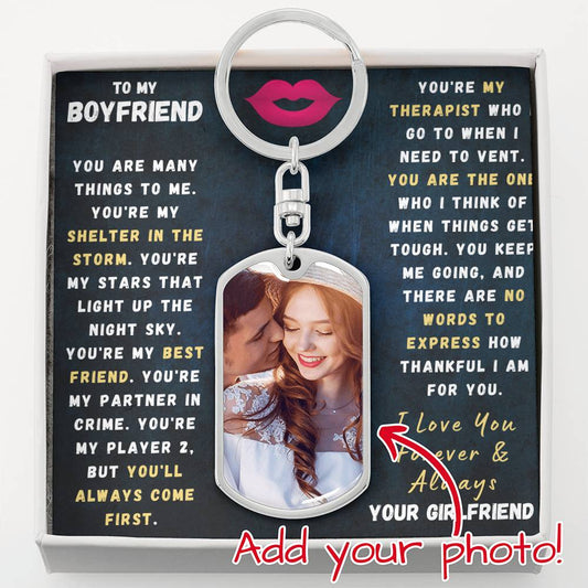 1 Year Anniversary Gift For Boyfriend | Anniversary Gifts For Boyfriend 1 Year | Photo Upload Dog tag Keychain