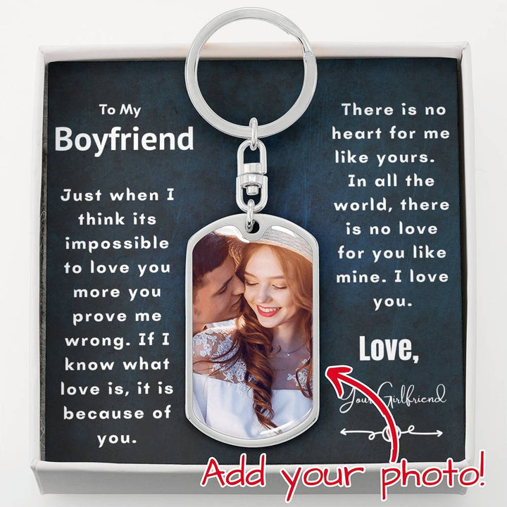 1 Year Anniversary Gift for Boyfriend | Anniversary Gifts for Boyfriend 1 Year | Photo Upload Dog Tag Keychain Dog Tag Keychain (Gold) / Yes