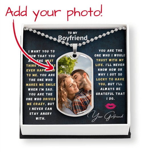 1 Year Anniversary Gift For Boyfriend | Anniversary Gifts For Boyfriend 1 Year | Photo Upload Dog tag Necklace