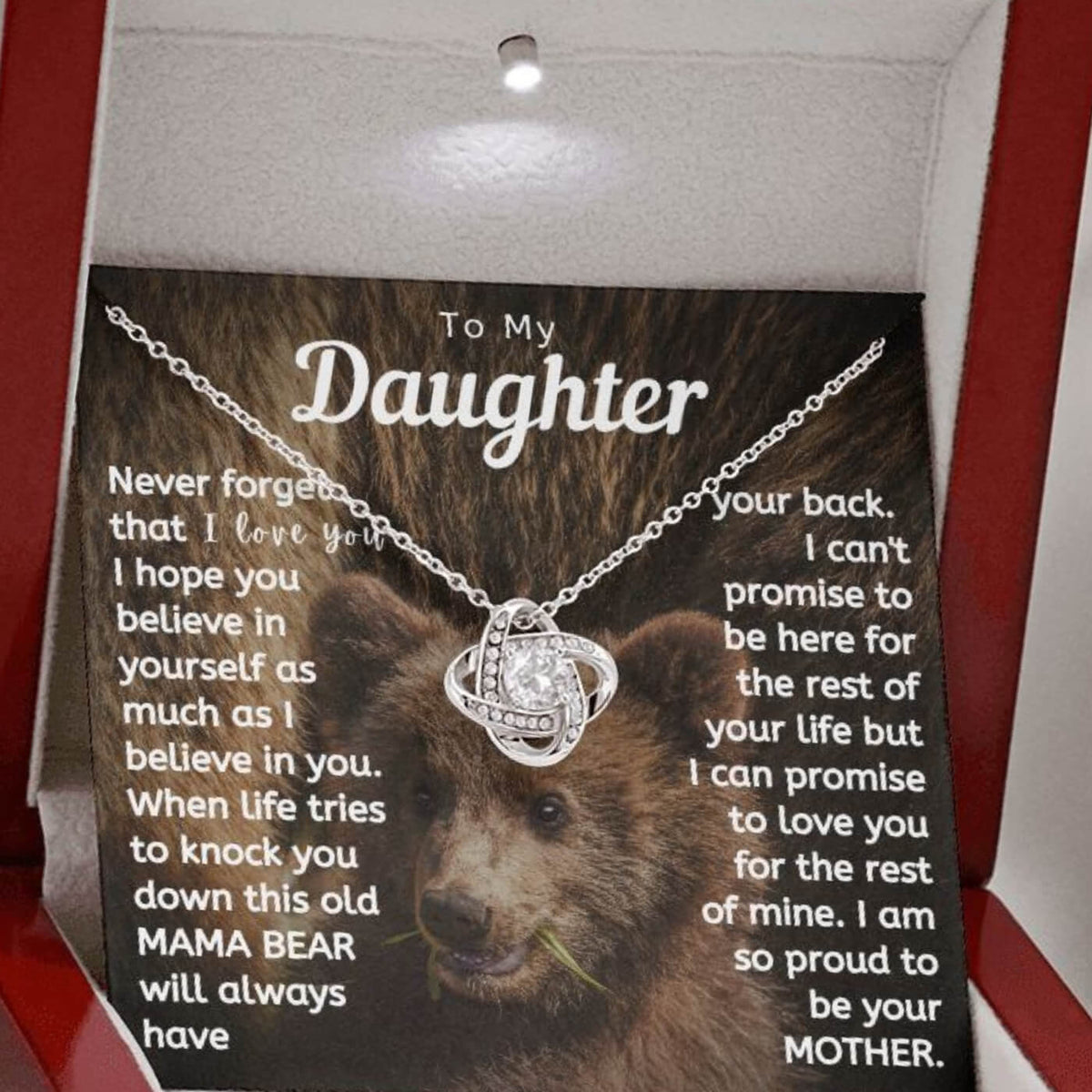 Daughter Necklace - This Mama Bear Will Always Have Your Back