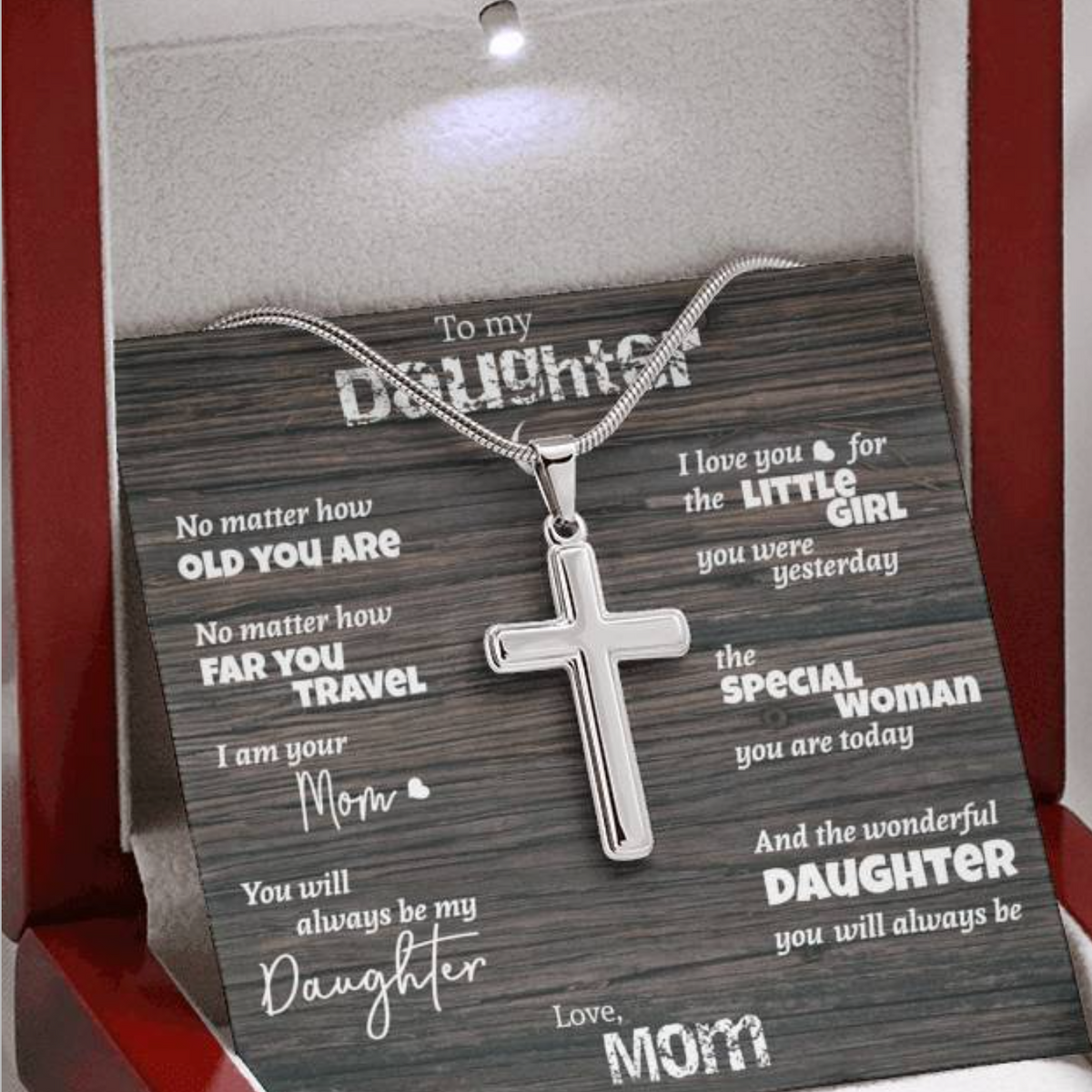 Daughter - No matter how old you are - cross necklace | Necklace for Daughter | Necklace from Parent to Daughter | Daughter necklace