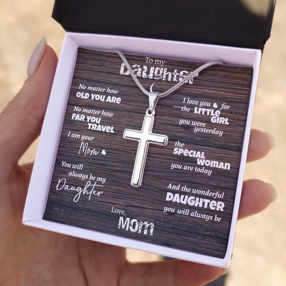 Daughter - No matter how old you are - cross necklace | Necklace for Daughter | Necklace from Parent to Daughter | Daughter necklace