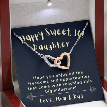 16th Birthday Gift for Daughter | Happy Sweet 16 gift for Daughter | Necklace for Daughter | New Driver Gift for Girl | Necklace Parents to Daughter