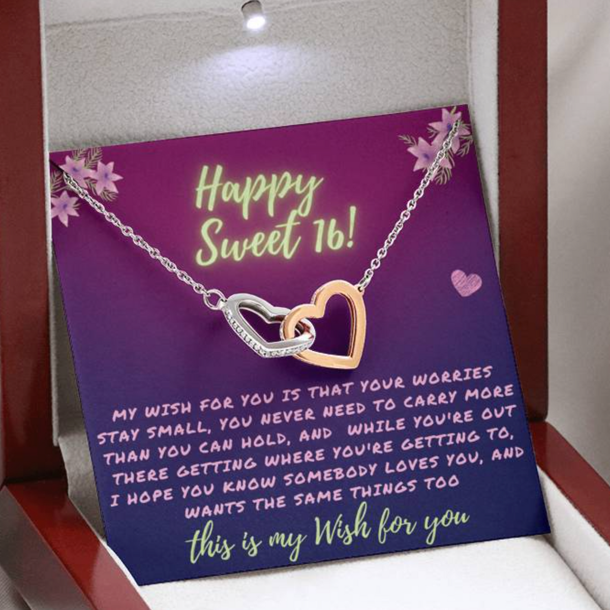 Happy Sweet 16 daughter - my wish for you | 16th Birthday Gift for Daughter - Happy Sweet 16 gift | Necklace for Daughter | to my Daughter Gift